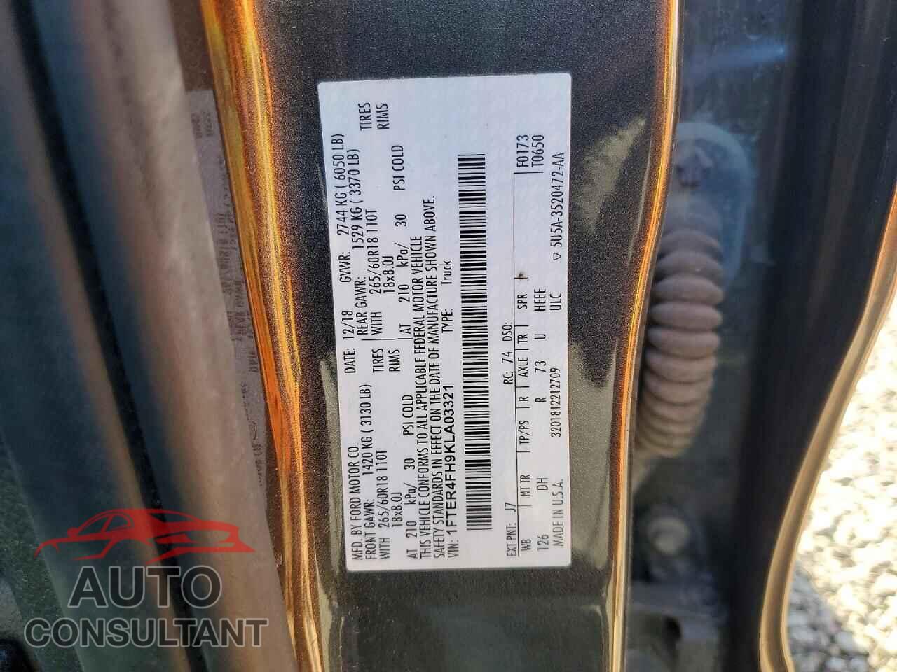 FORD RANGER 2019 - 1FTER4FH9KLA03321