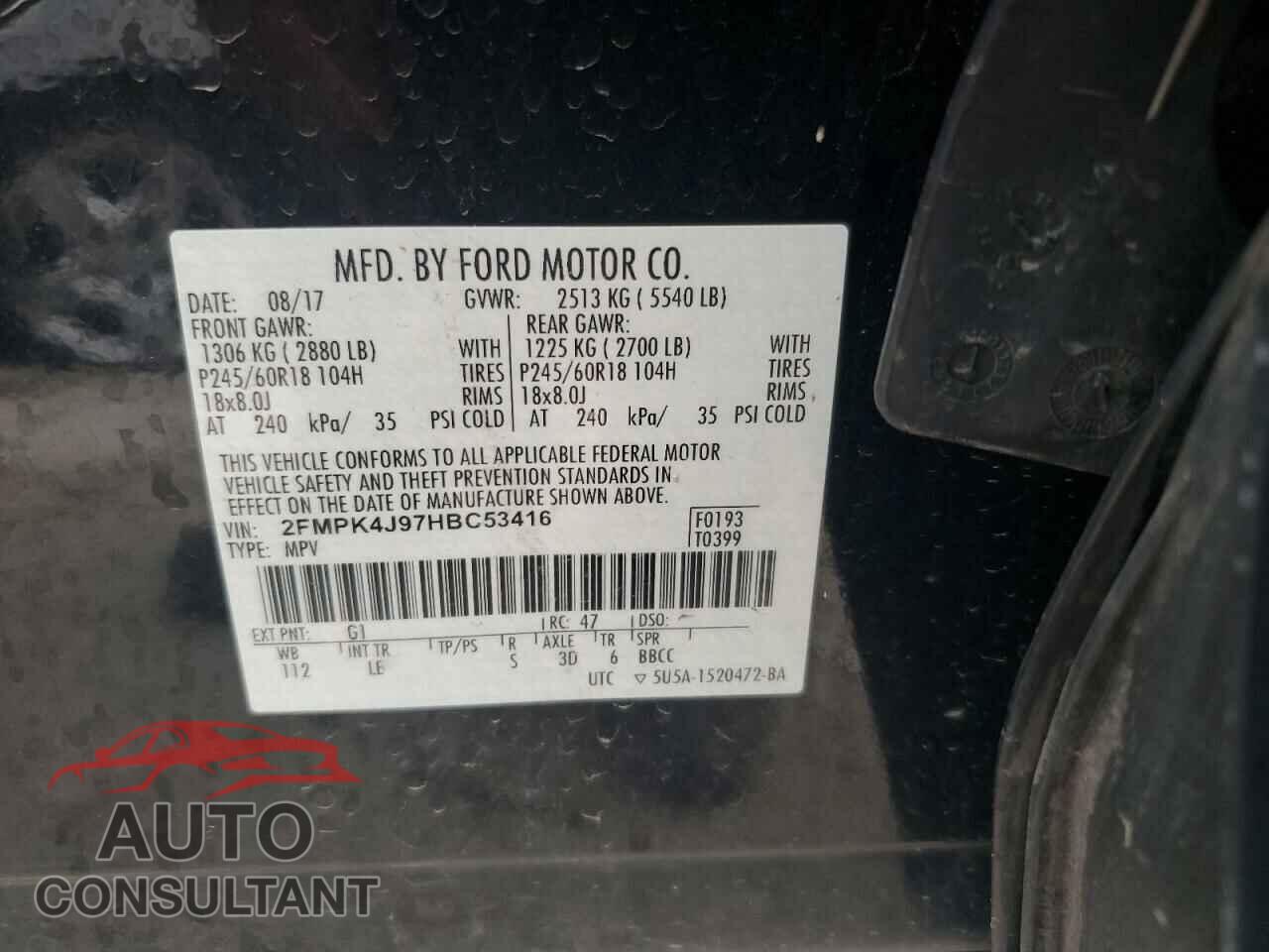 FORD EDGE 2017 - 2FMPK4J97HBC53416