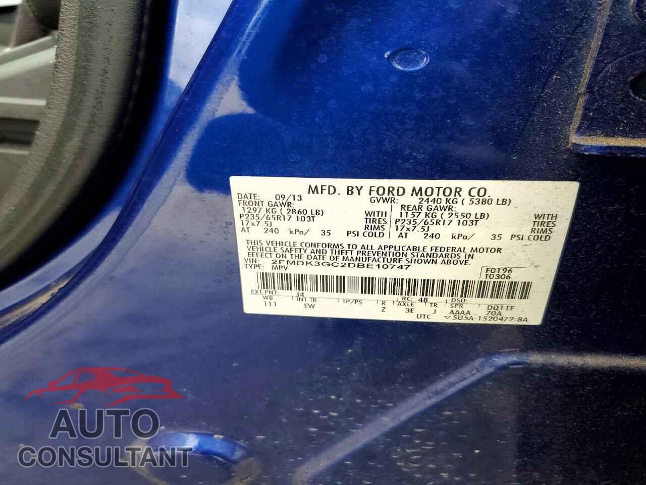 FORD EDGE 2013 - 2FMDK3GC2DBE10747