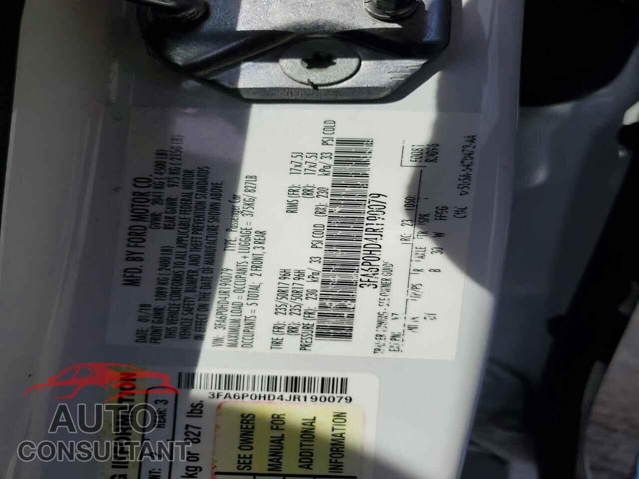 FORD FUSION 2018 - 3FA6P0HD4JR190079