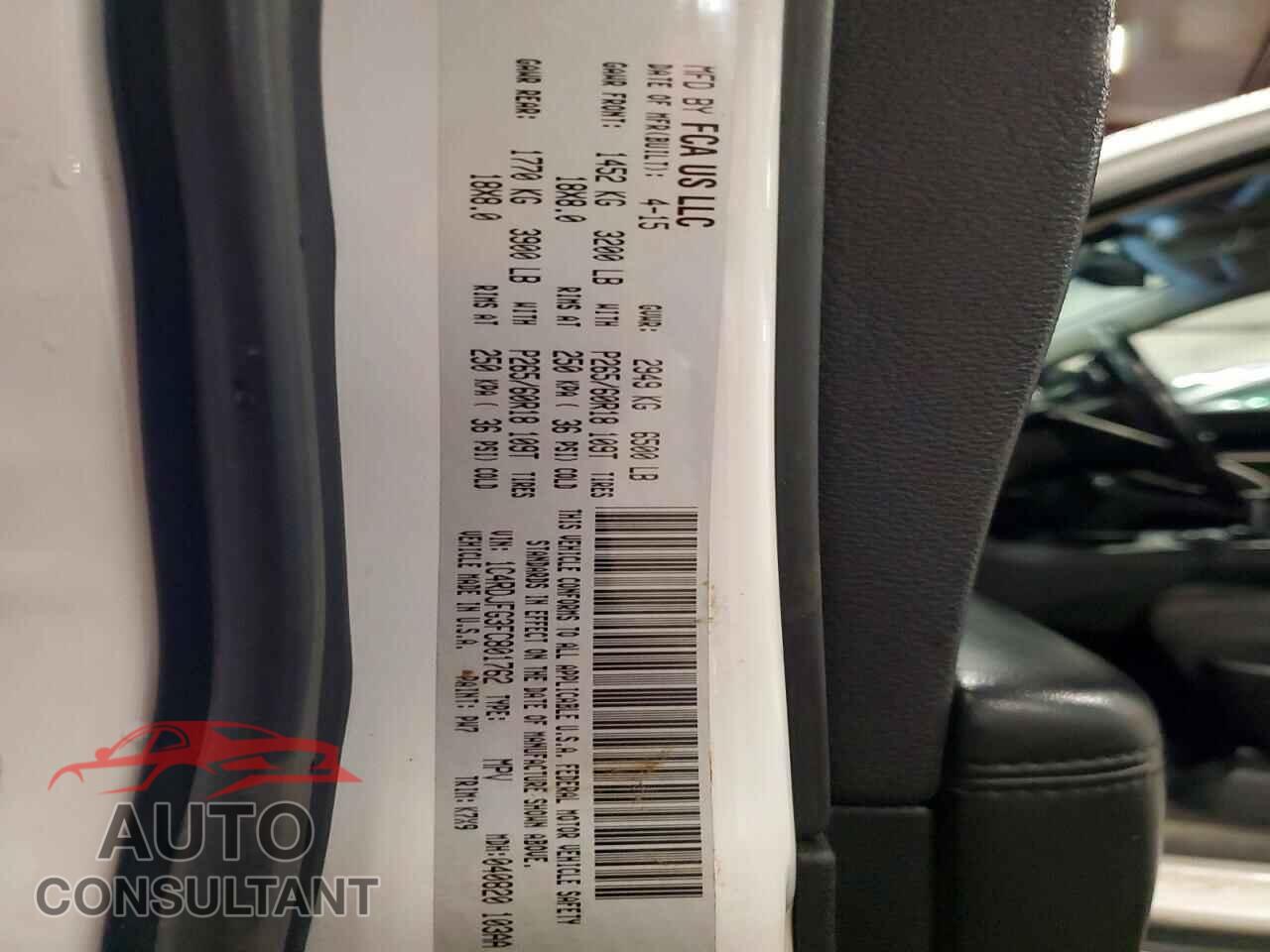 DODGE DURANGO 2015 - 1C4RDJFG3FC801762