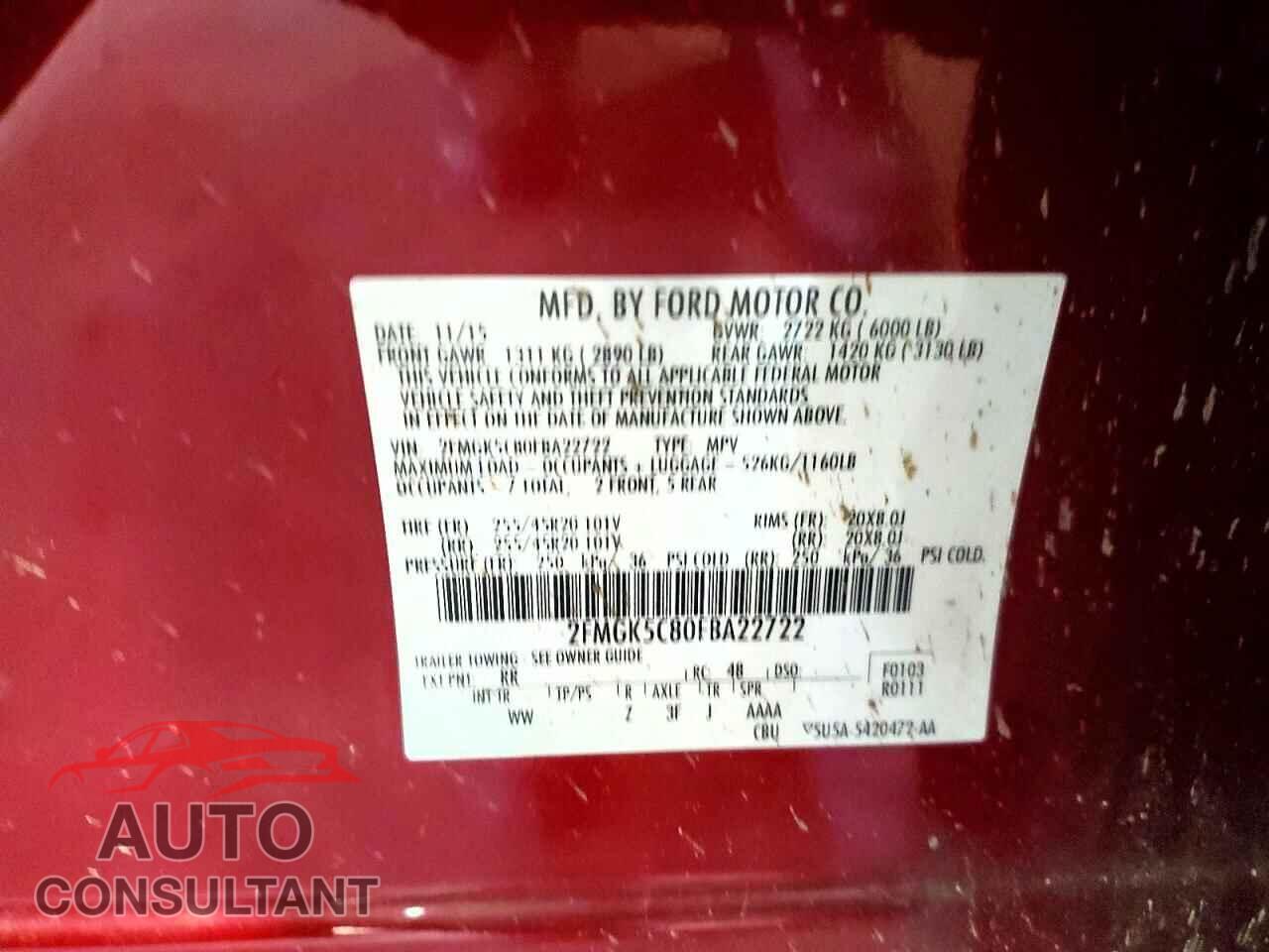 FORD FLEX 2015 - 2FMGK5C80FBA22722