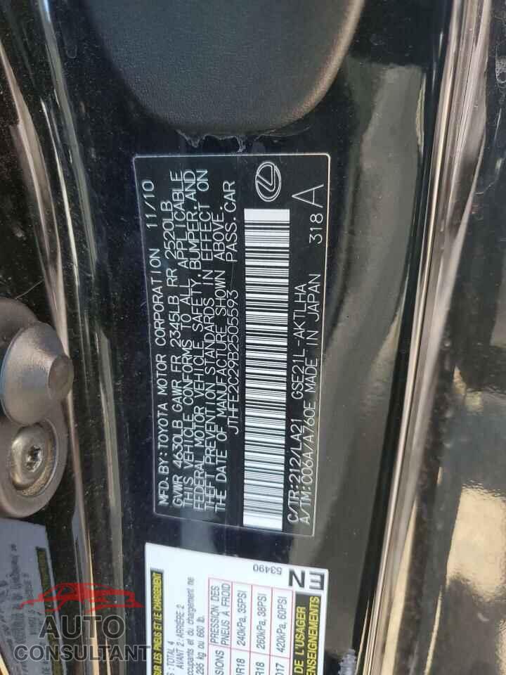 LEXUS IS 2011 - JTHFE2C29B2505593