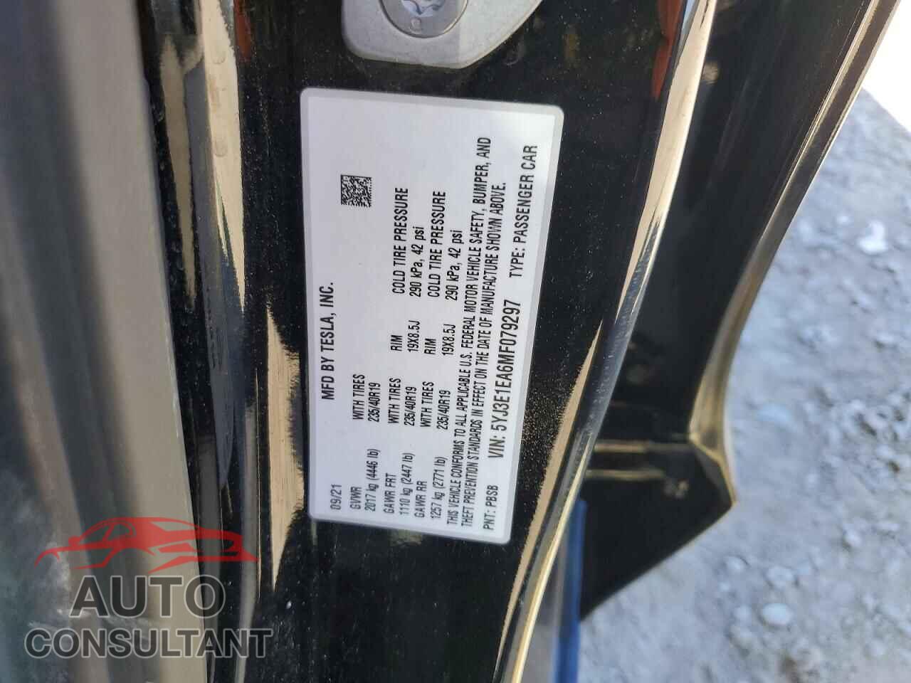 TESLA MODEL 3 2021 - 5YJ3E1EA6MF079297