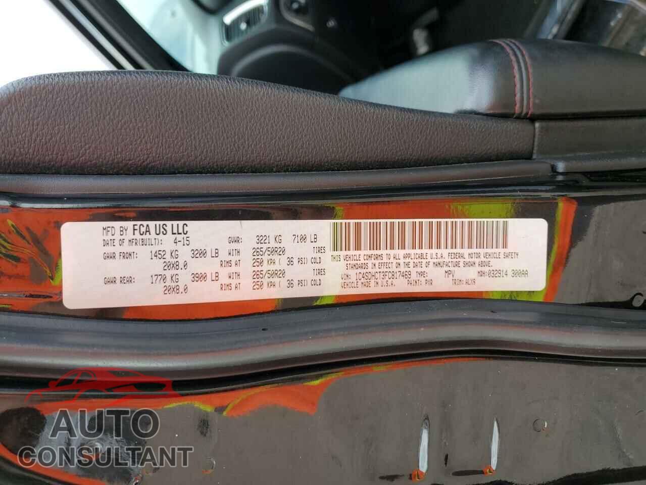 DODGE DURANGO 2015 - 1C4SDHCT3FC817469