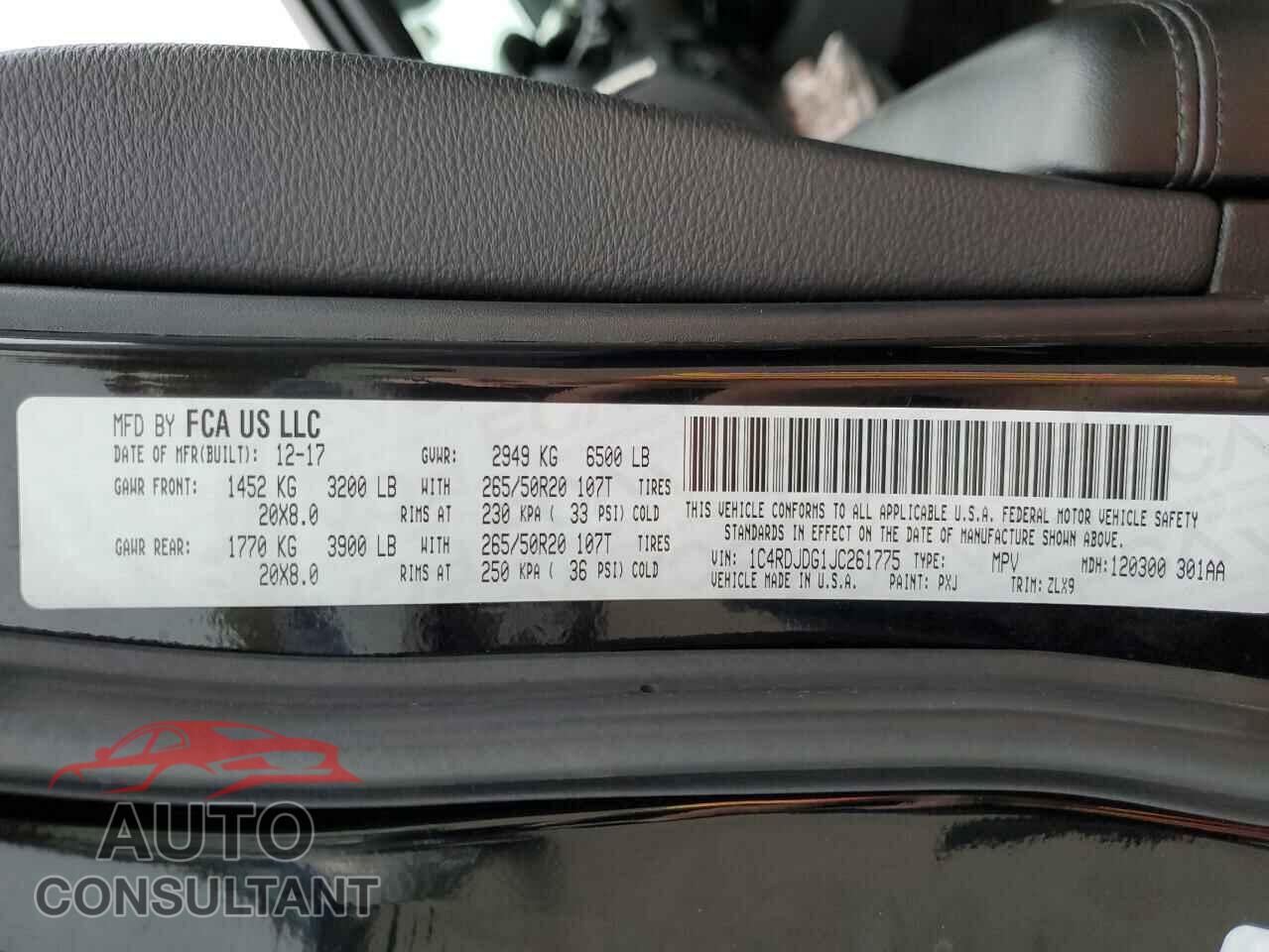 DODGE DURANGO 2018 - 1C4RDJDG1JC261775