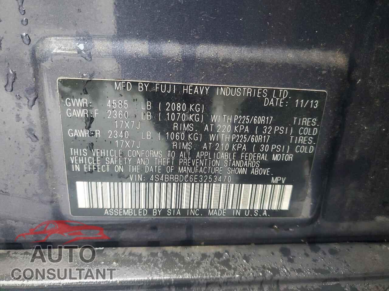 SUBARU OUTBACK 2014 - 4S4BRBDC6E3253470