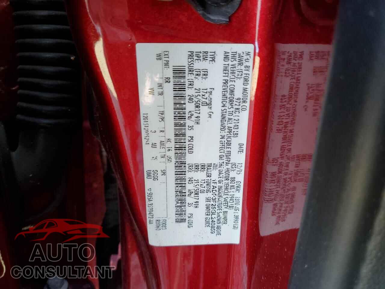 FORD FOCUS 2016 - 1FADP3F25GL240859