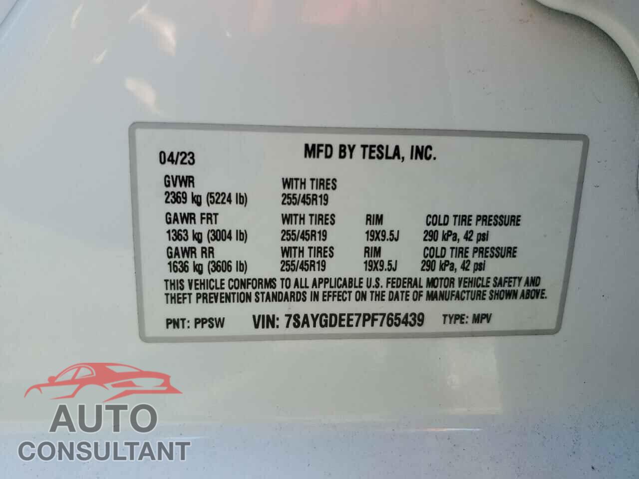TESLA MODEL Y 2023 - 7SAYGDEE7PF765439