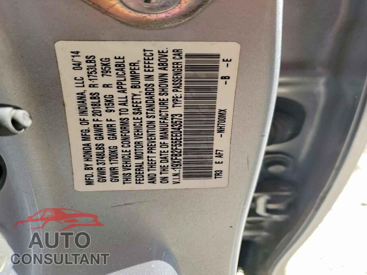 HONDA CIVIC 2014 - 19XFB2F55EE043573