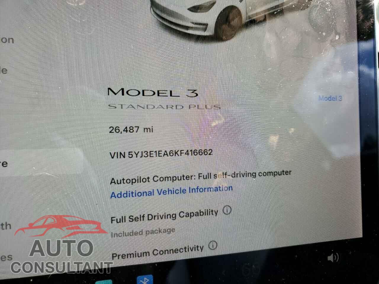 TESLA MODEL 3 2019 - 5YJ3E1EA6KF416662