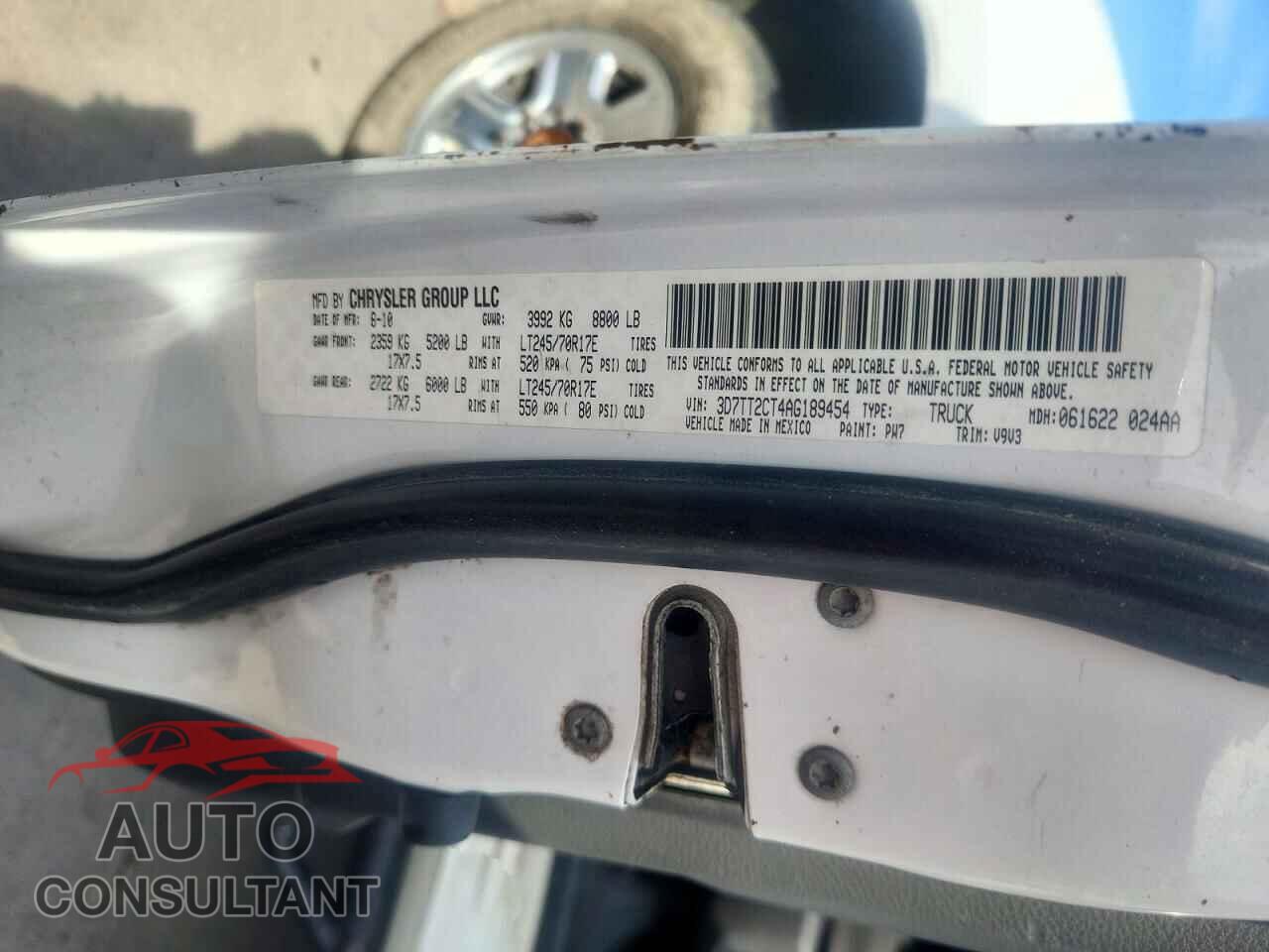 DODGE RAM 2500 2010 - 3D7TT2CT4AG189454