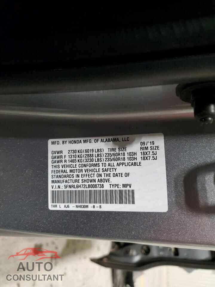 HONDA All Models 2020 - 5FNRL6H72LB008738