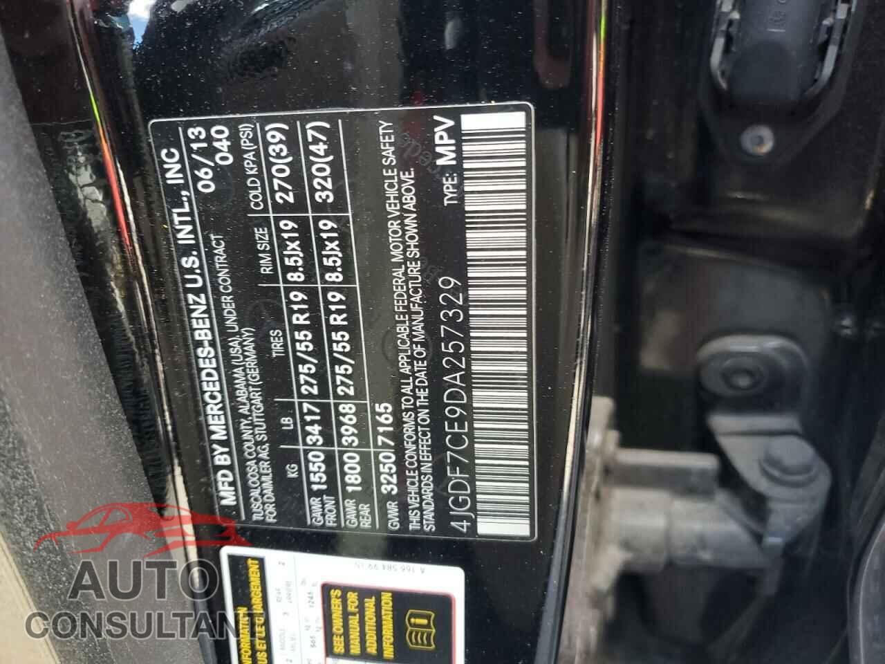 MERCEDES-BENZ GL-CLASS 2013 - 4JGDF7CE9DA257329