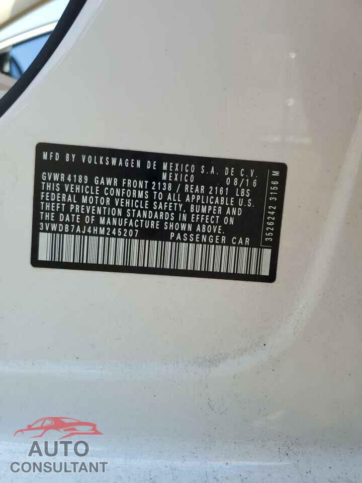 VOLKSWAGEN JETTA 2017 - 3VWDB7AJ4HM245207
