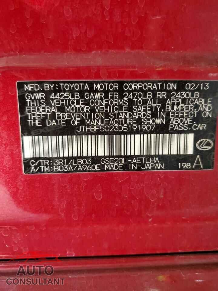 LEXUS IS 2013 - JTHBF5C23D5191907