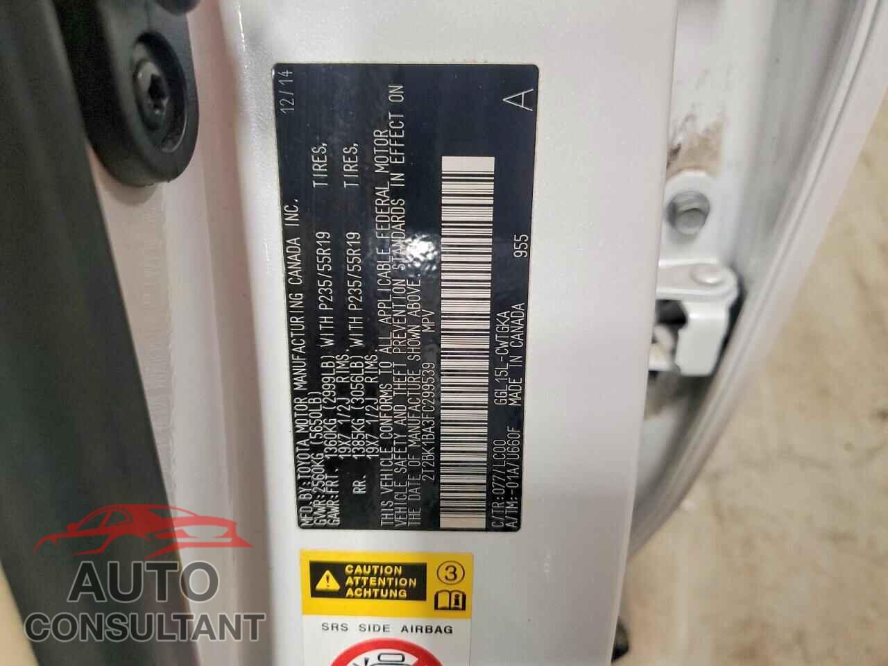 LEXUS RX350 2015 - 2T2BK1BA3FC299539