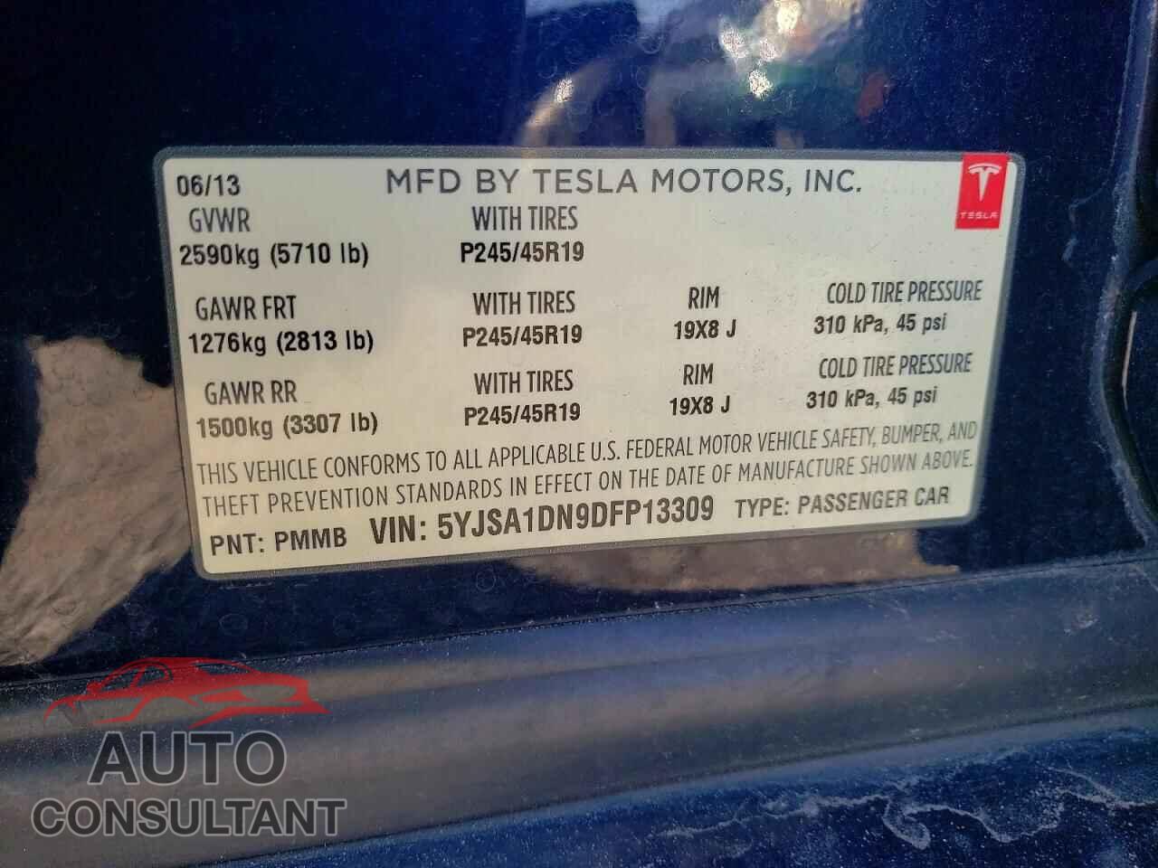 TESLA MODEL S 2013 - 5YJSA1DN9DFP13309