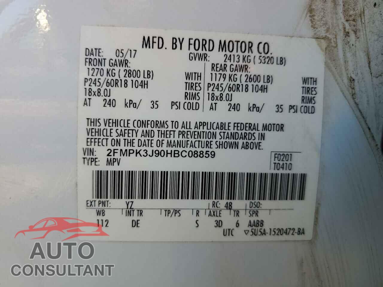 FORD EDGE 2017 - 2FMPK3J90HBC08859