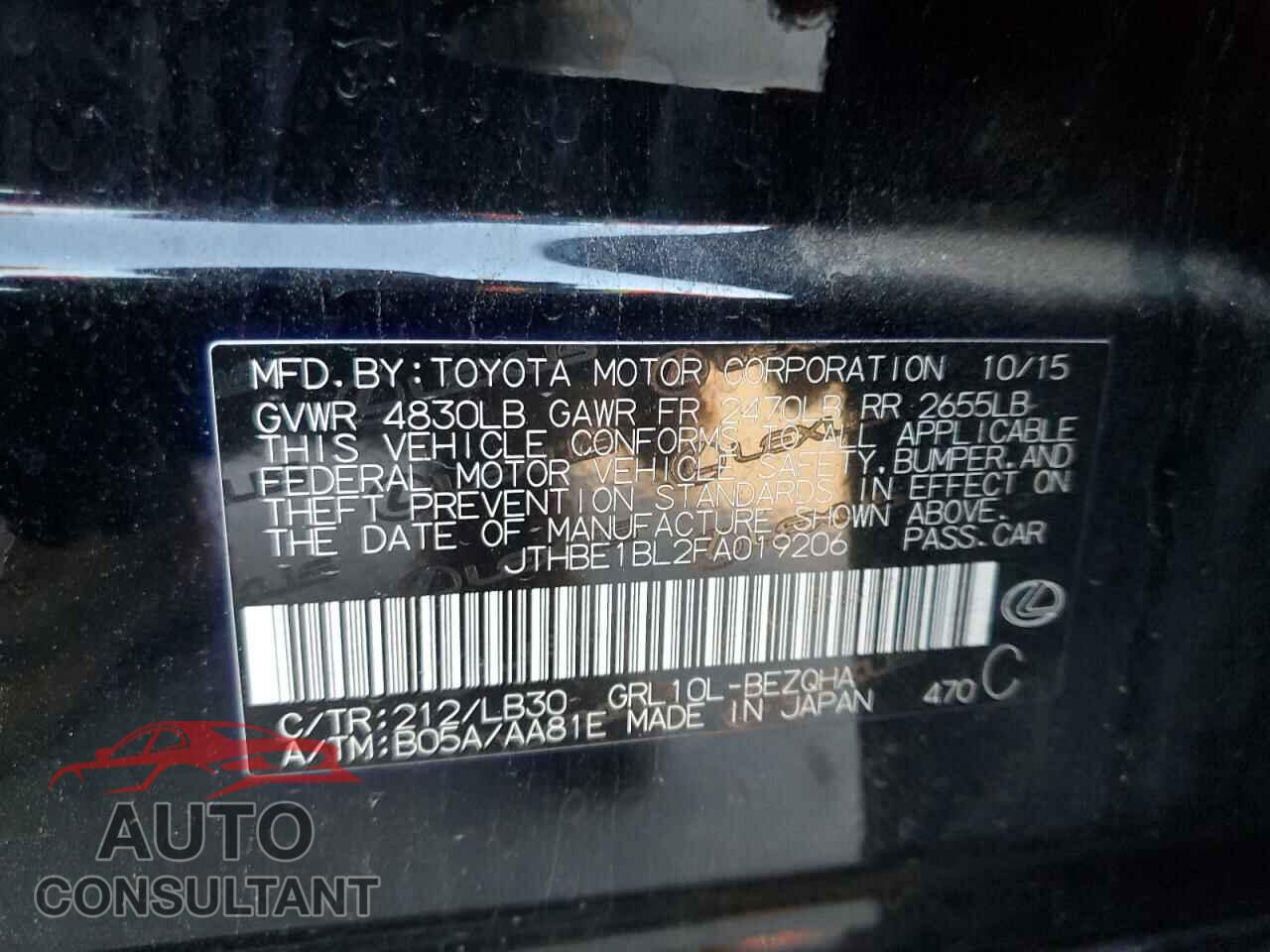 LEXUS GS350 2015 - JTHBE1BL2FA019206