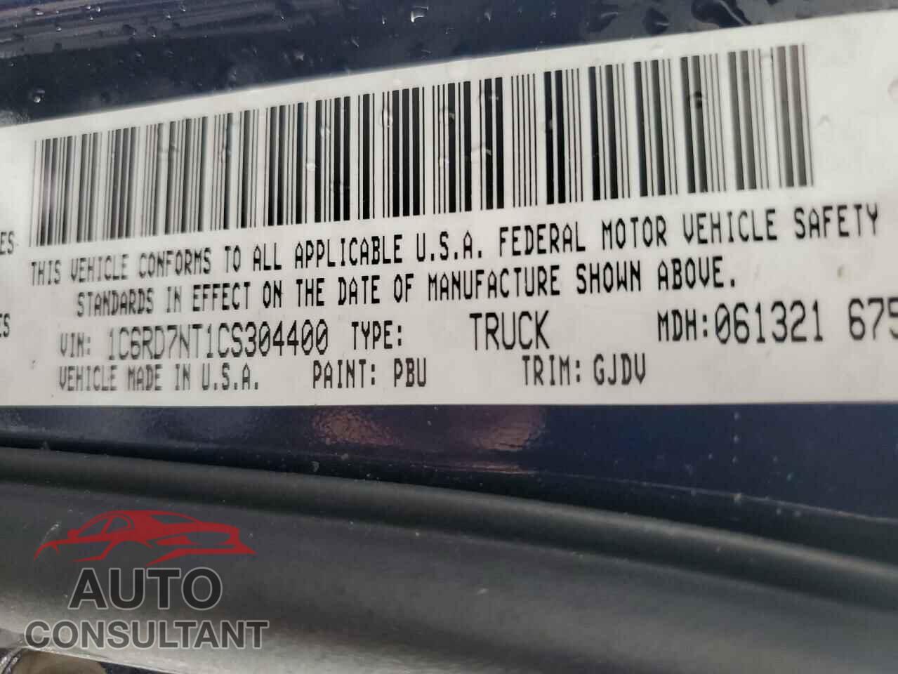 DODGE RAM 1500 2012 - 1C6RD7NT1CS304400