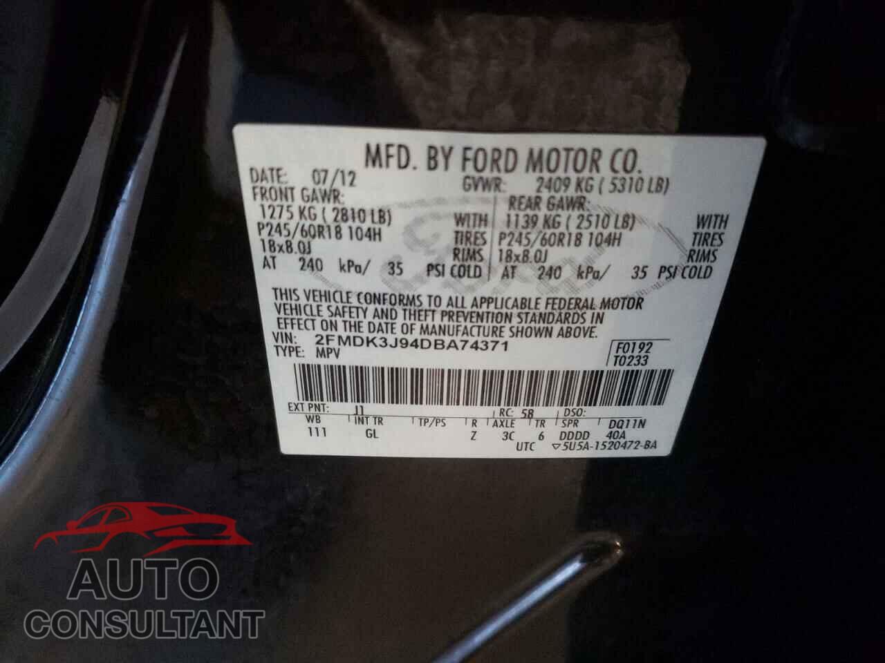 FORD EDGE 2013 - 2FMDK3J94DBA74371