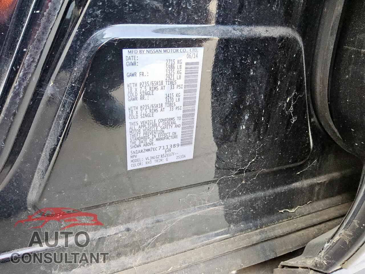 NISSAN PATHFINDER 2014 - 5N1AR2MM7EC711389