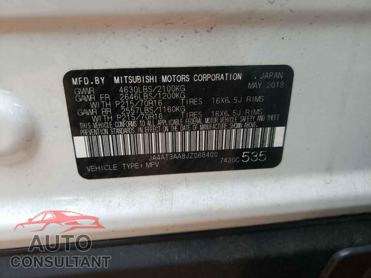 MITSUBISHI ECLIPSE 2018 - JA4AT3AA8JZ068400