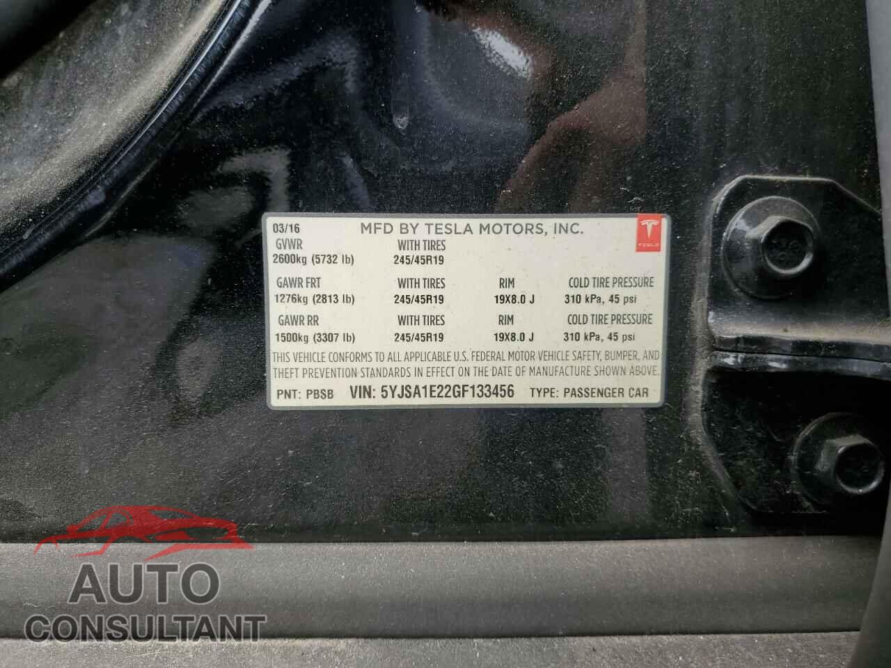 TESLA MODEL S 2016 - 5YJSA1E22GF133456