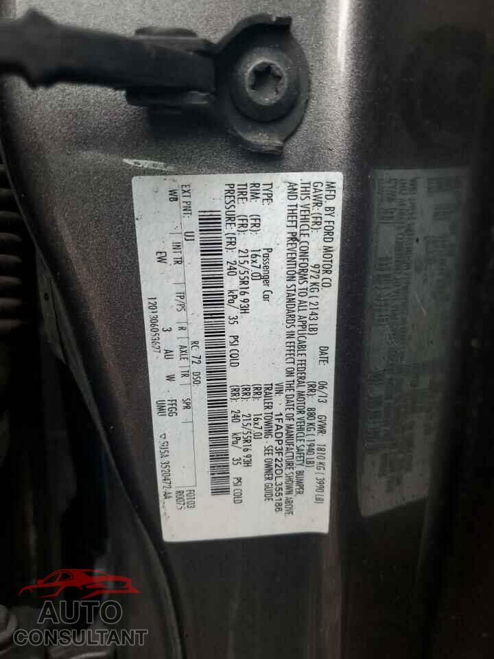 FORD FOCUS 2013 - 1FADP3F22DL355186
