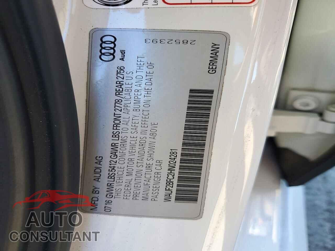 AUDI A6 2017 - WAUF2BFC2HN024281