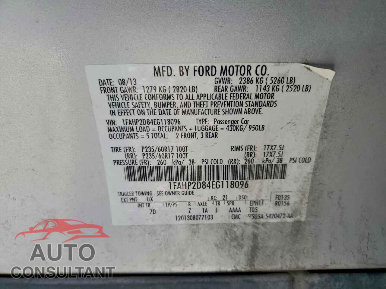 FORD TAURUS 2014 - 1FAHP2D84EG118096