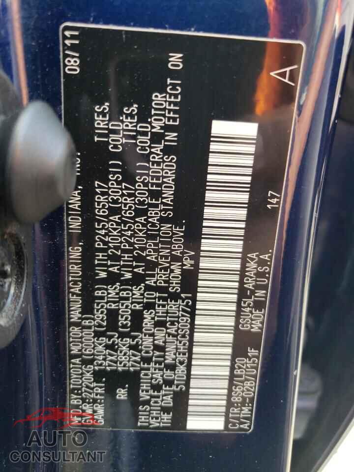 TOYOTA HIGHLANDER 2012 - 5TDBK3EH5CS097751
