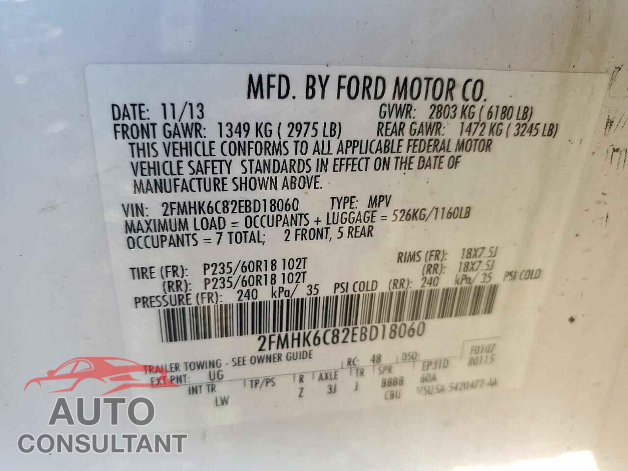 FORD FLEX 2014 - 2FMHK6C82EBD18060