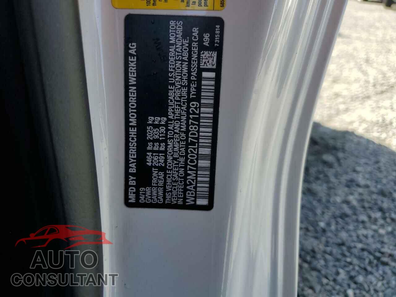 BMW 2 SERIES 2020 - WBA2M7C02L7D87129