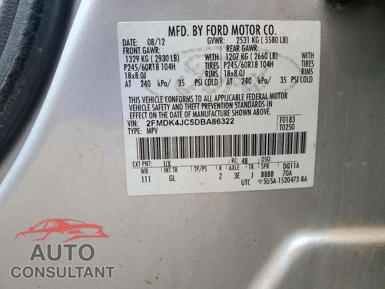 FORD EDGE 2013 - 2FMDK4JC5DBA86322