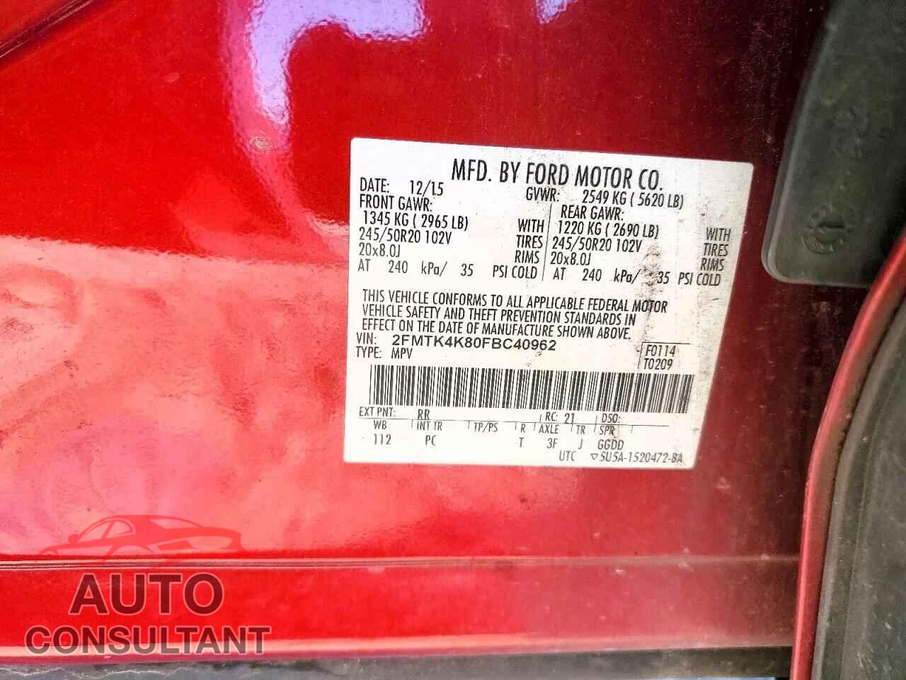 FORD EDGE 2015 - 2FMTK4K80FBC40962