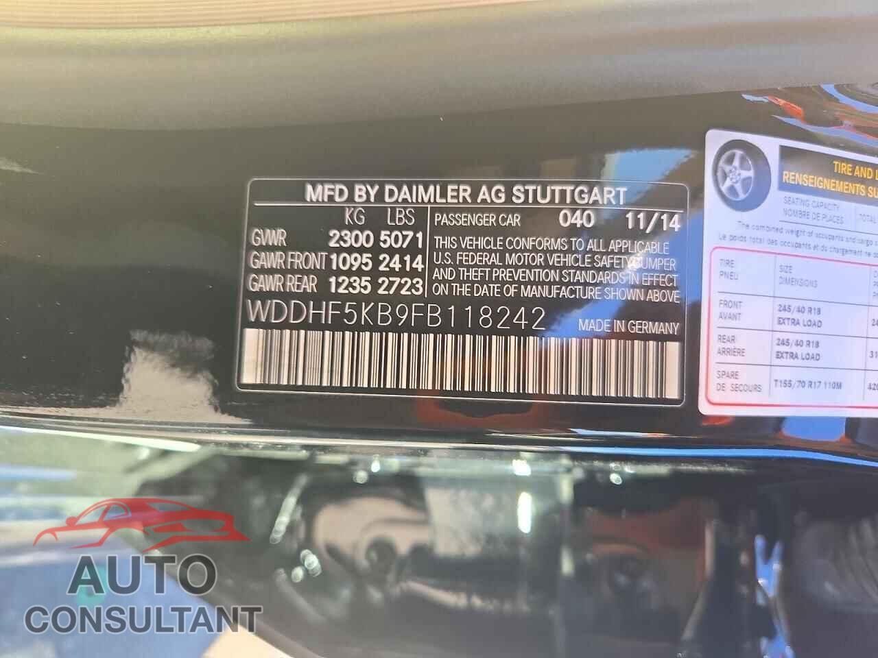 MERCEDES-BENZ E-CLASS 2015 - WDDHF5KB9FB118242