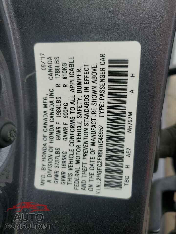 HONDA CIVIC 2017 - 2HGFC2F86HH546952