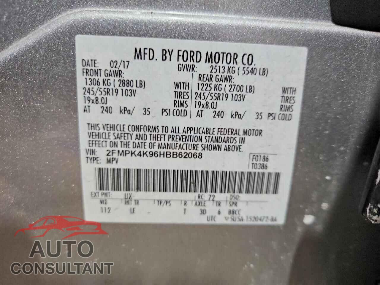 FORD EDGE 2017 - 2FMPK4K96HBB62068