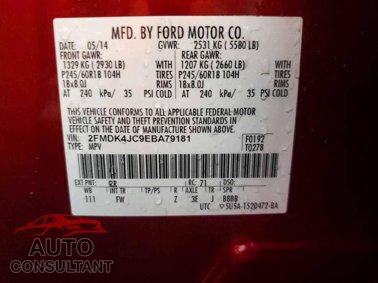 FORD EDGE 2014 - 2FMDK4JC9EBA79181