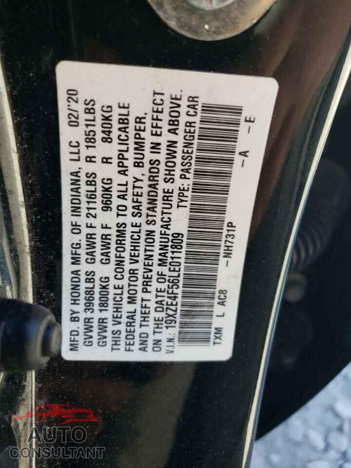 HONDA INSIGHT 2020 - 19XZE4F56LE011809