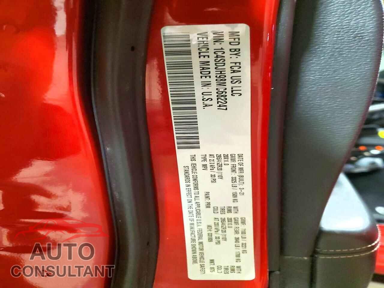 DODGE DURANGO 2021 - 1C4SDJH98MC682247