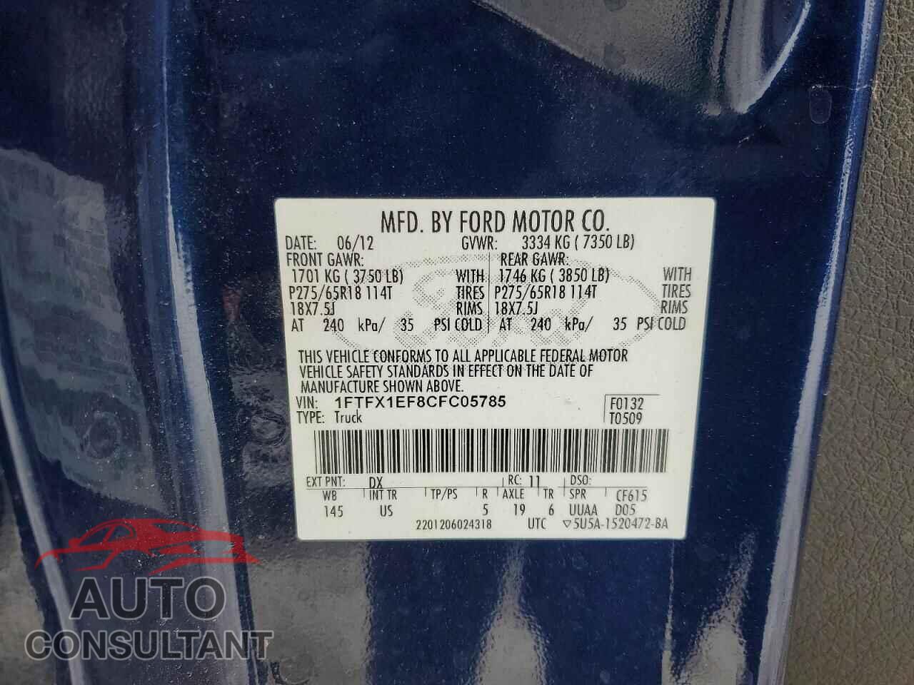 FORD F-150 2012 - 1FTFX1EF8CFC05785