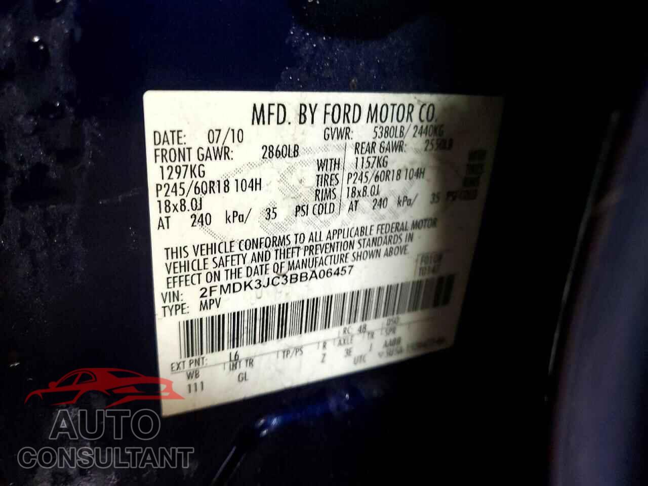 FORD EDGE 2011 - 2FMDK3JC3BBA06457