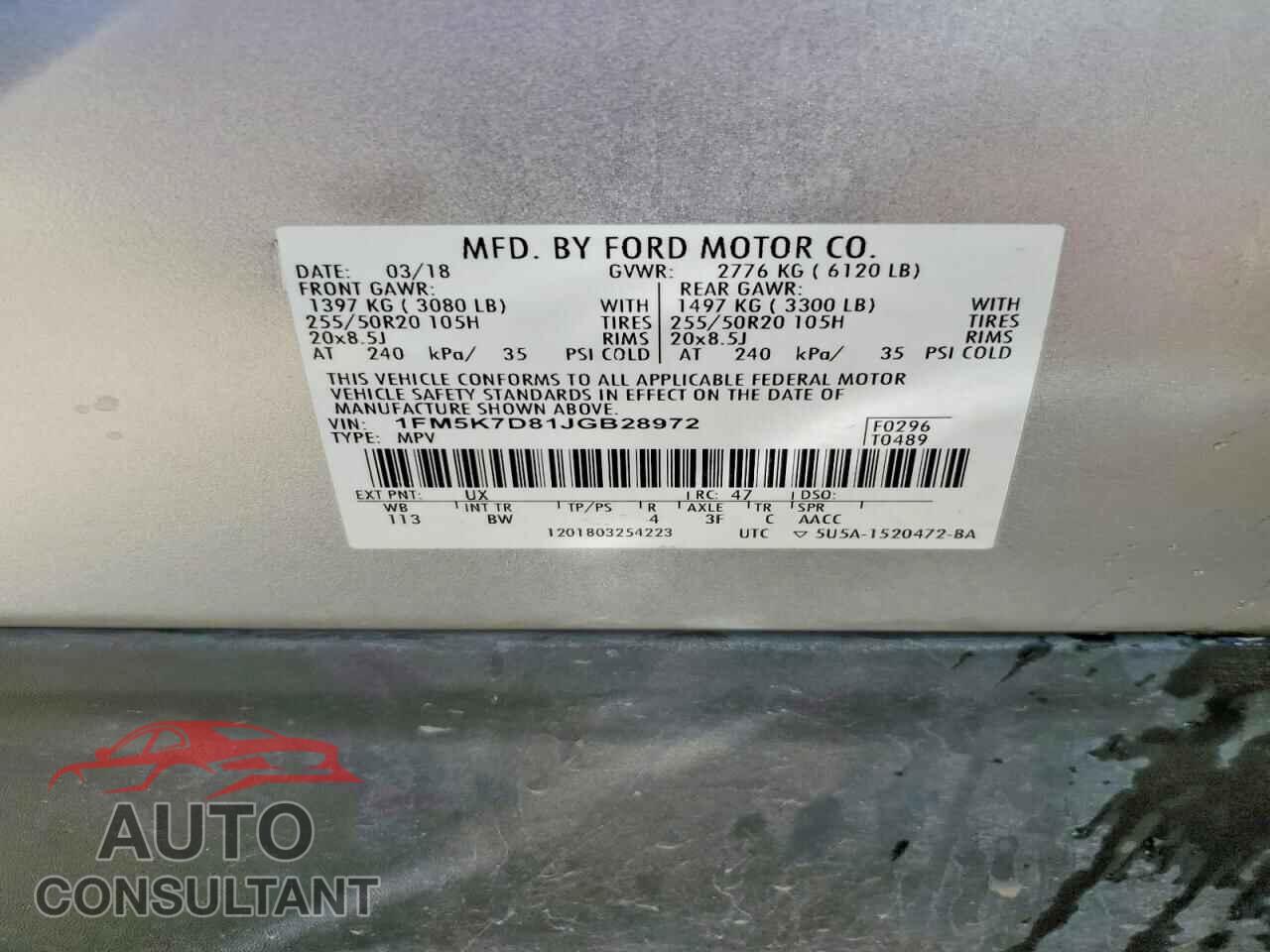 FORD EXPLORER 2018 - 1FM5K7D81JGB28972