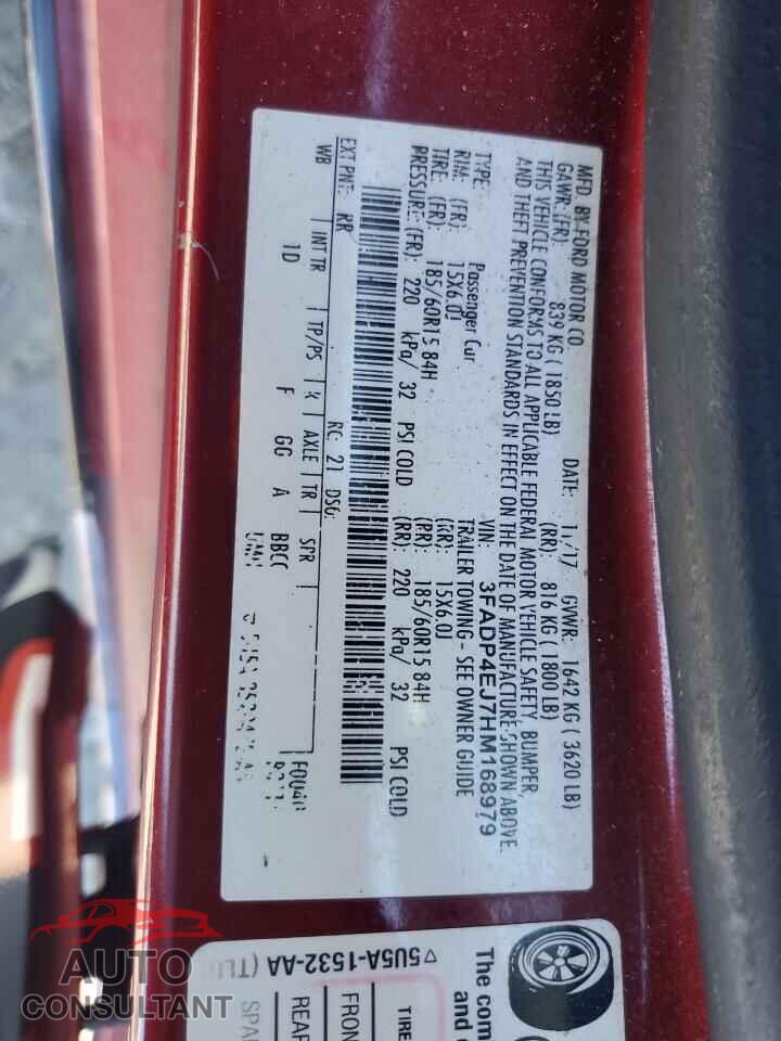 FORD FIESTA 2017 - 3FADP4EJ7HM168979