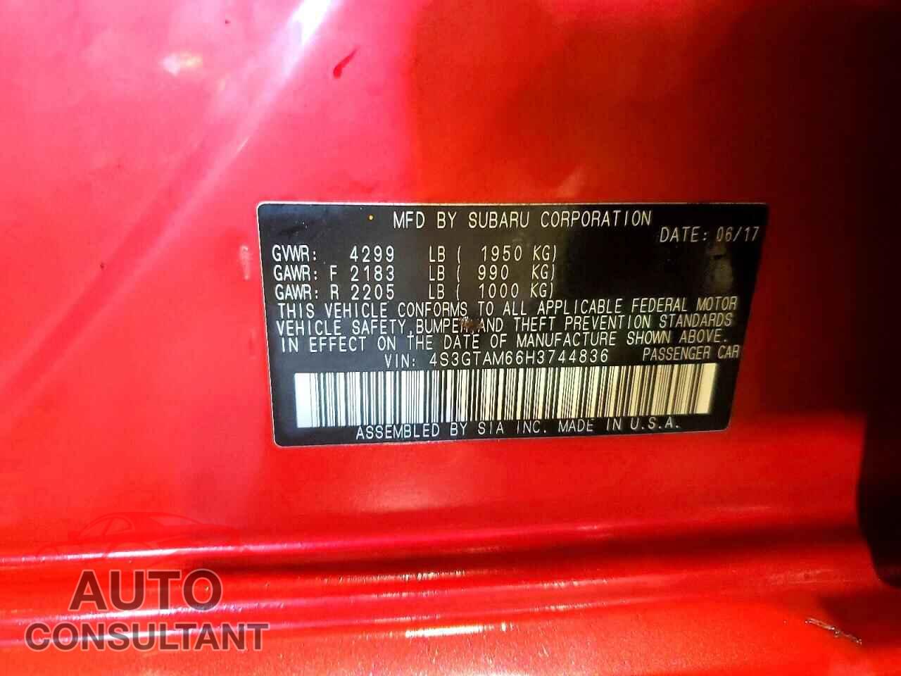 SUBARU IMPREZA 2017 - 4S3GTAM66H3744836