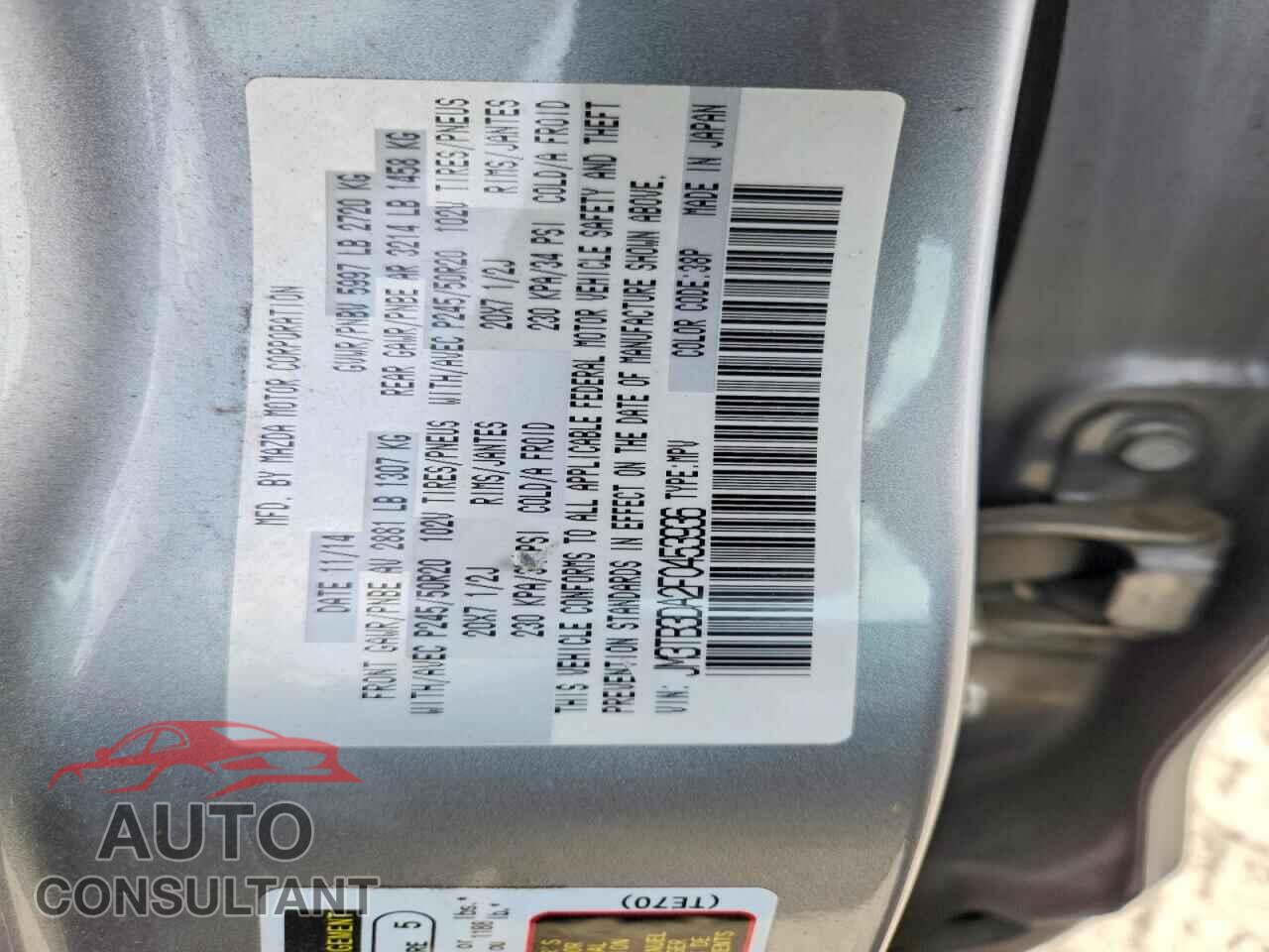 MAZDA CX-9 2015 - JM3TB3DA2F0453936