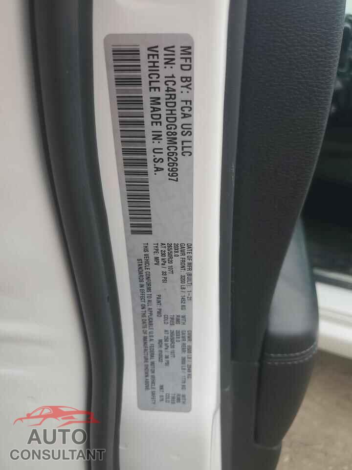 DODGE DURANGO 2021 - 1C4RDHDG8MC626997
